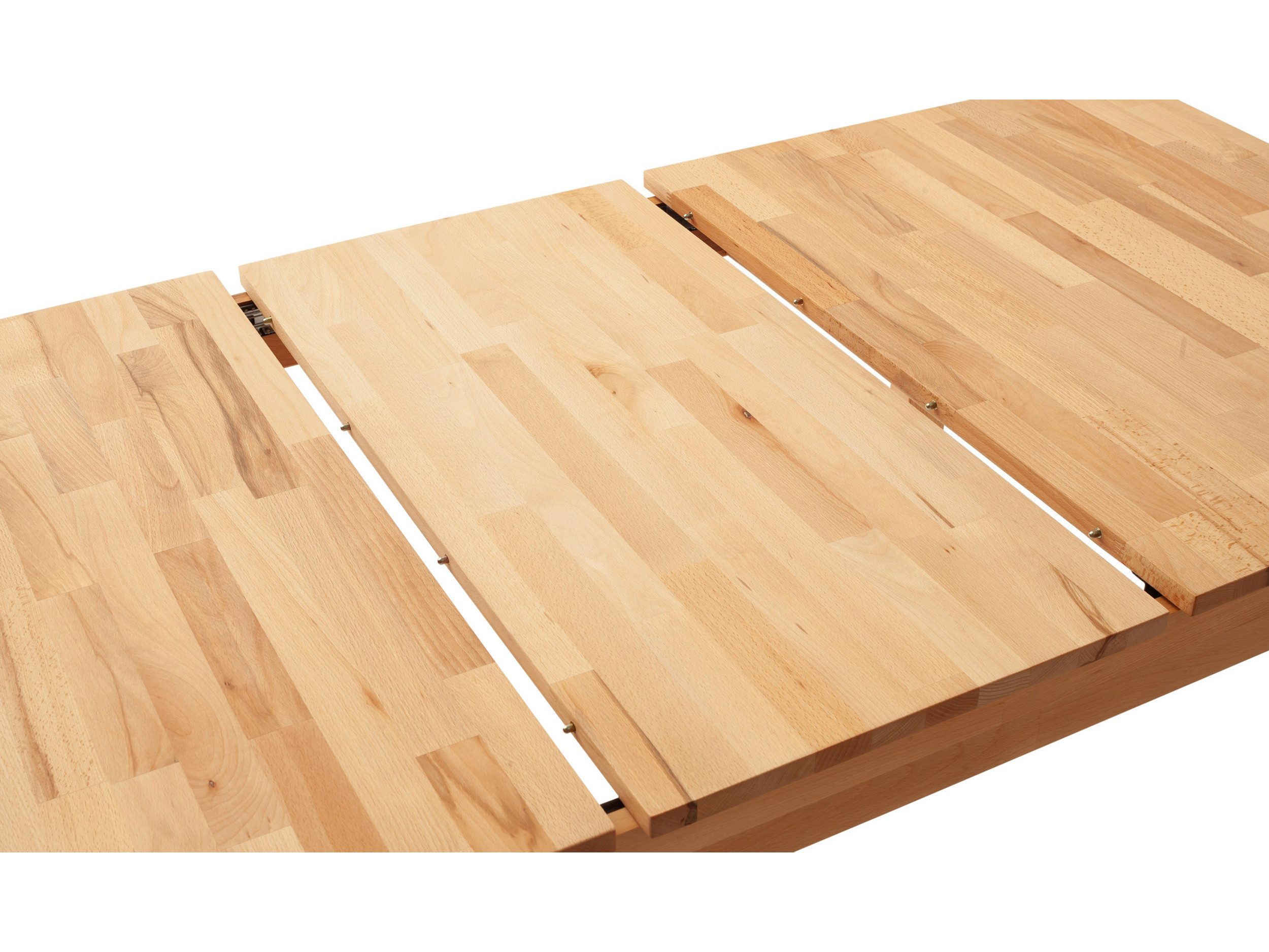 Massivart® Esstisch ausziehbar 125 - 165 cm / Massivholz geölte Kernbuche »VARIUS«, 40 cm Einlegeplatte • keilgezinkte Lamellen