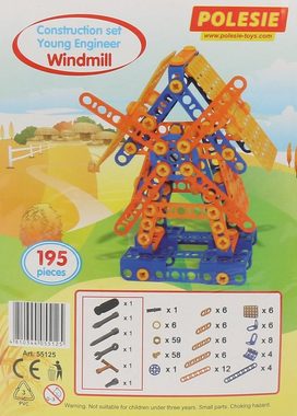 Polesie Konstruktions-Spielset Konstruktionsset Windmühle Nr 2, 195-tlg Bauteilen Werkzeug Anleitung, (195 St)