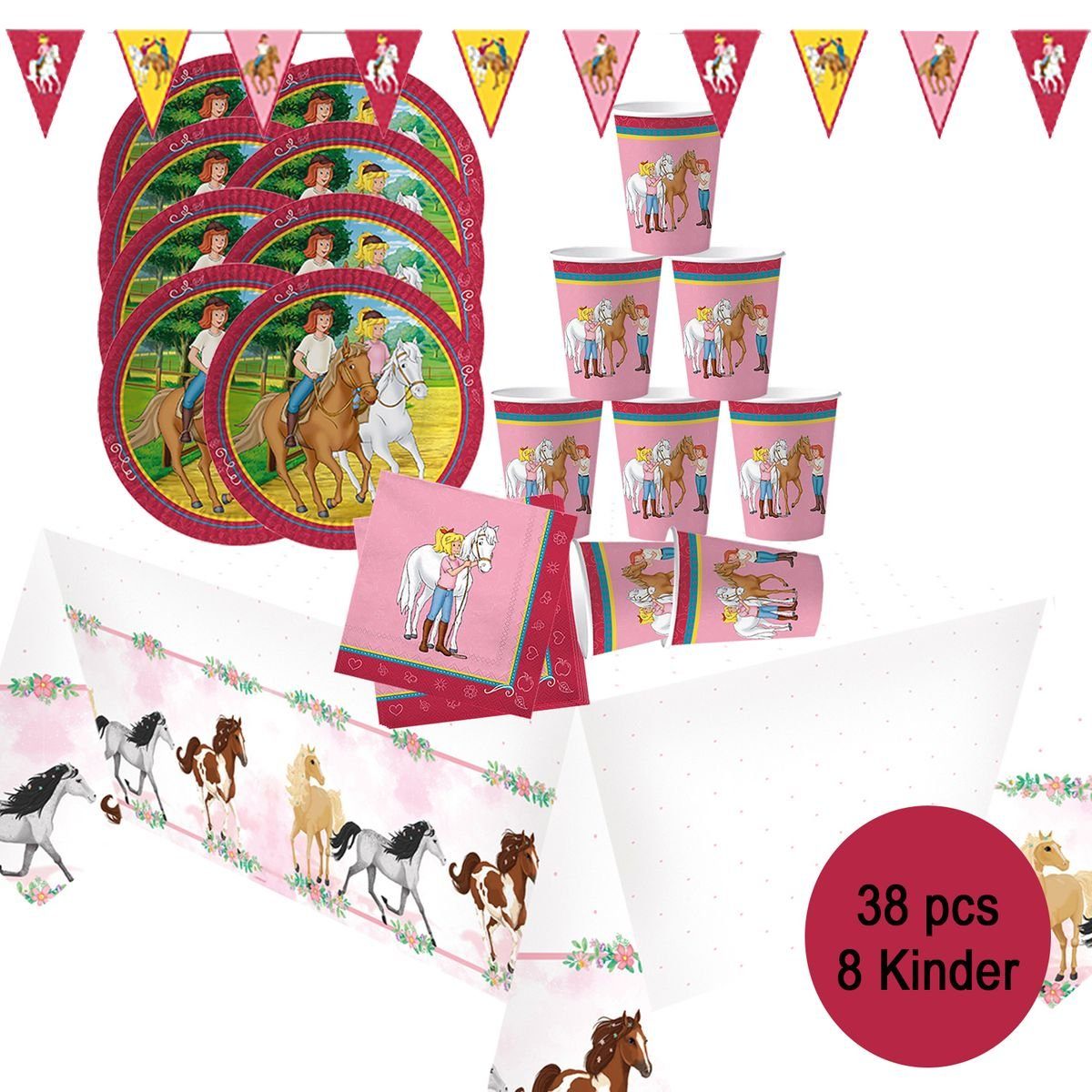 dh konzept Papierdekoration Bibi & Tina Party Deko Set für Kindergeburtstage