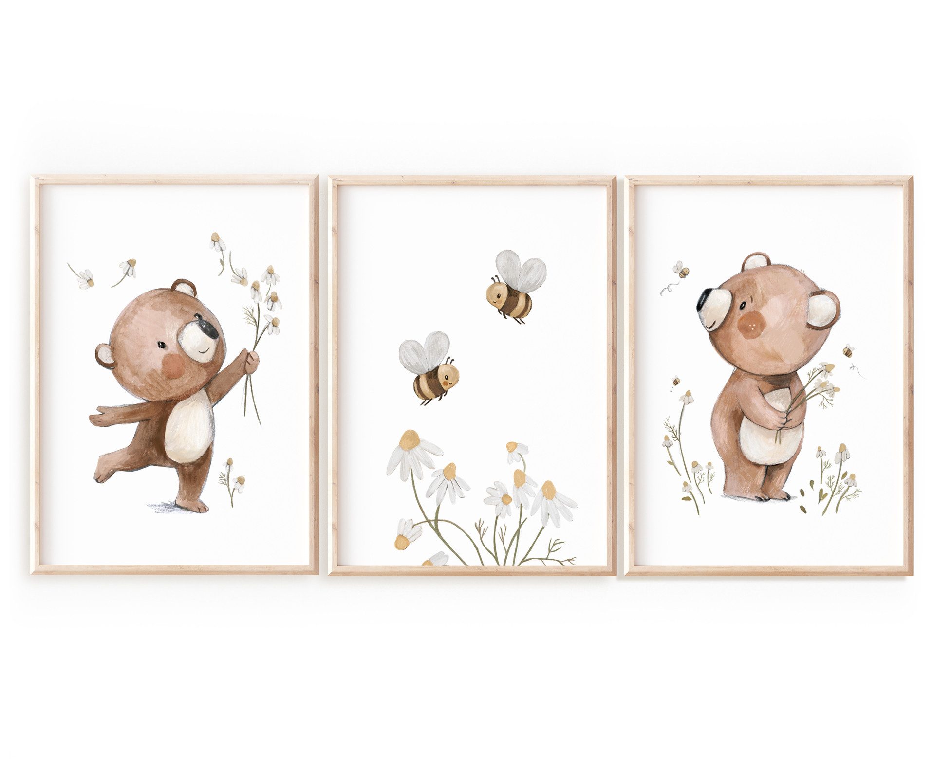 Pipapier Poster 3er Posterset "Bären und Bienen" Kinderzimmer, Bilderset, B günstig online kaufen