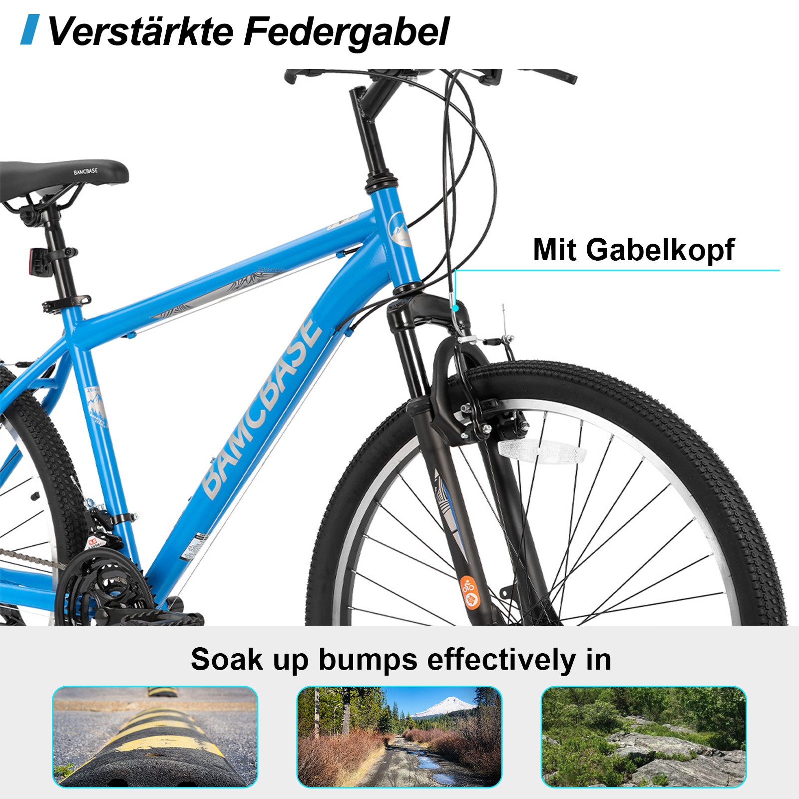HILAND Mountainbike 26 27,5 29 Zoll bike MTB für Männer Frauen, Studenten-Pendlerfahrrad, mit V-Bremse, 21 Gang, Federgabel, Hochwertiger Rahmen,Kettenschaltung