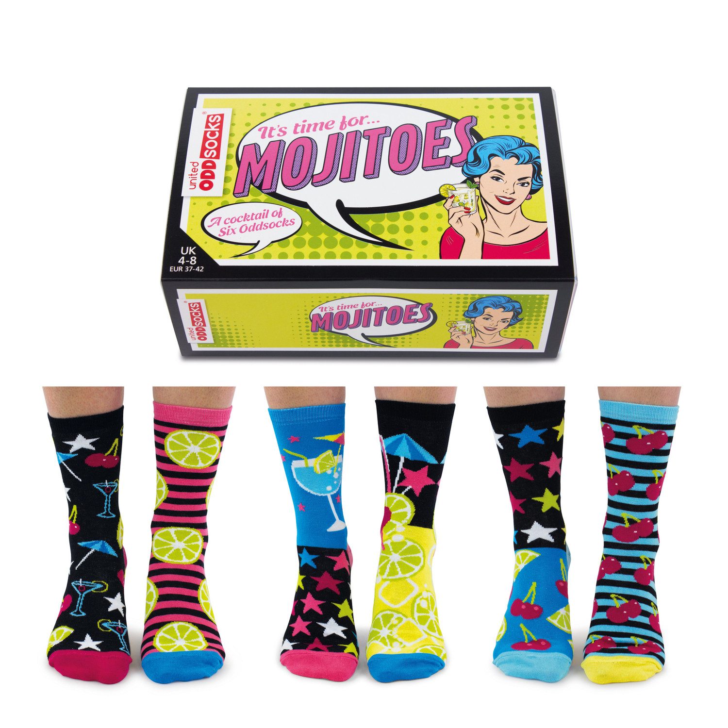 United Oddsocks Freizeitsocken Mojitoes Cocktail Oddsocks Socken in 37-42 im 6er Set