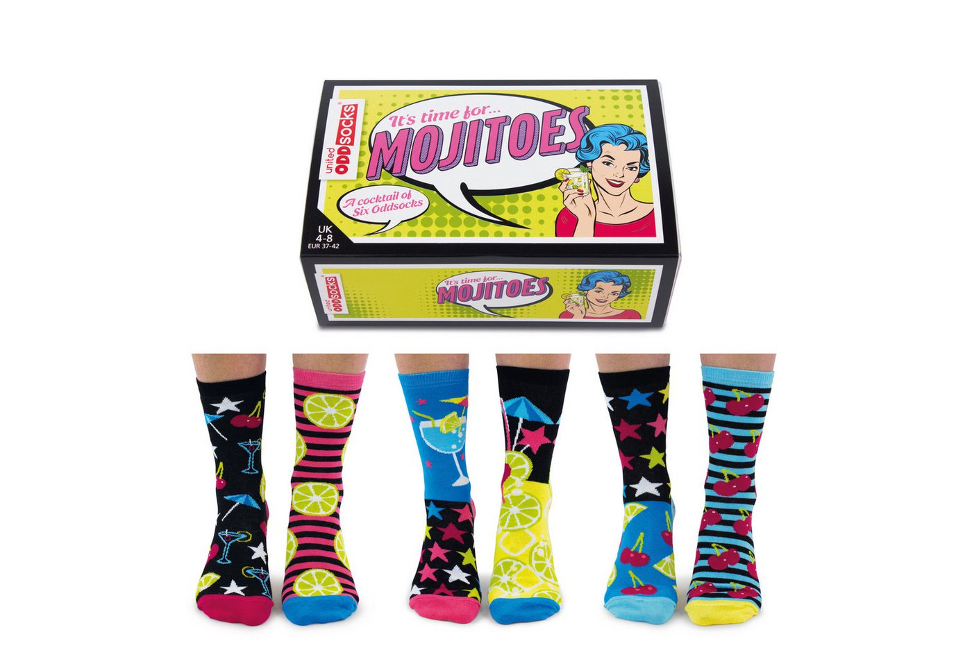 United Oddsocks Freizeitsocken Mojitoes Cocktail Oddsocks Socken in 37-42 im 6er Set