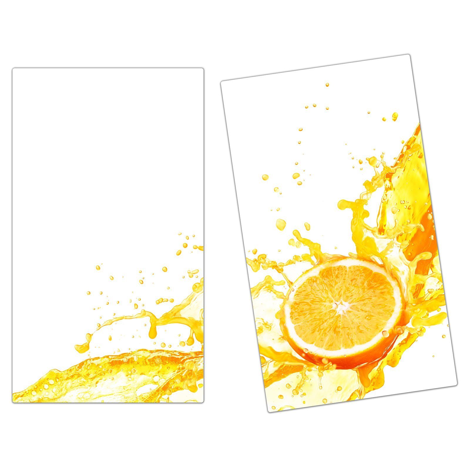 Primedeco Herd-Abdeckplatte Herdabdeckplatte Spritzschutz aus Glas Orangensaft spritzt, Glas, (2 tlg)