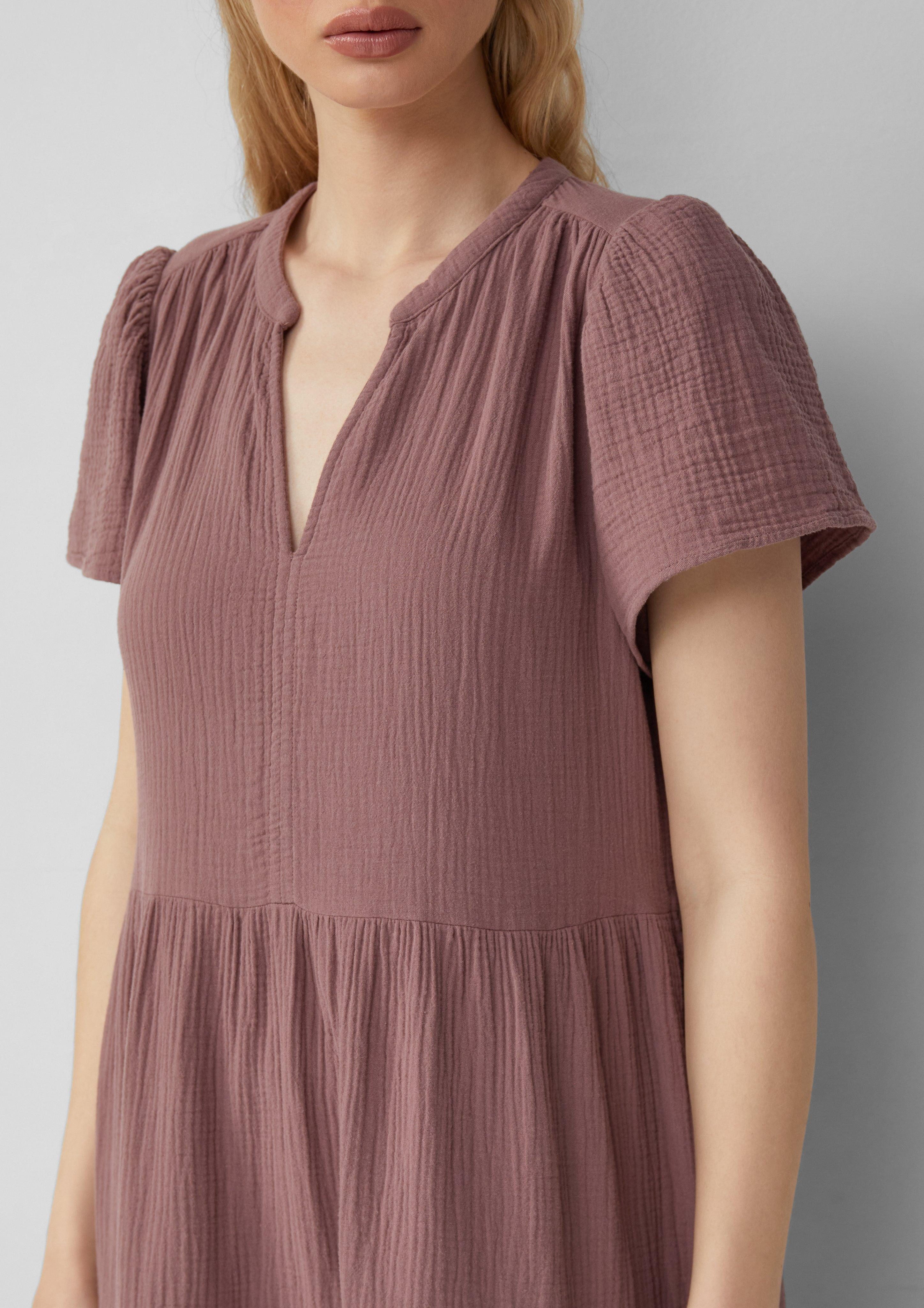 QS Minikleid Volantkleid aus Musselin Raffung günstig online kaufen