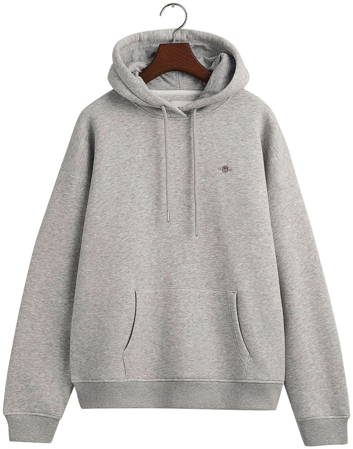 Gant Sweatshirt REL SHIELD HOODIE mit GANT-Stickerei auf der Brust grey melange