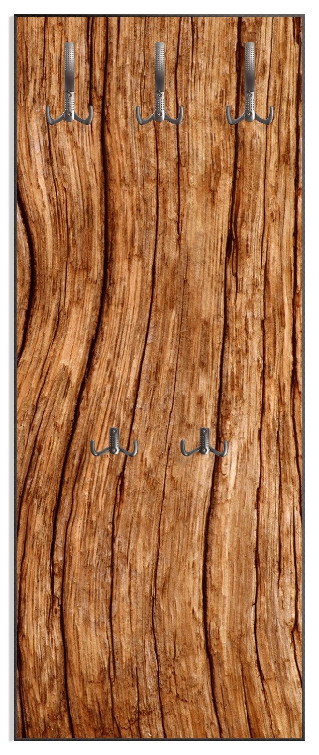 Wallario Garderobenpaneel Holzstamm (1-teilig, inkl. Haken und Befestigung), 50x125cmHolz