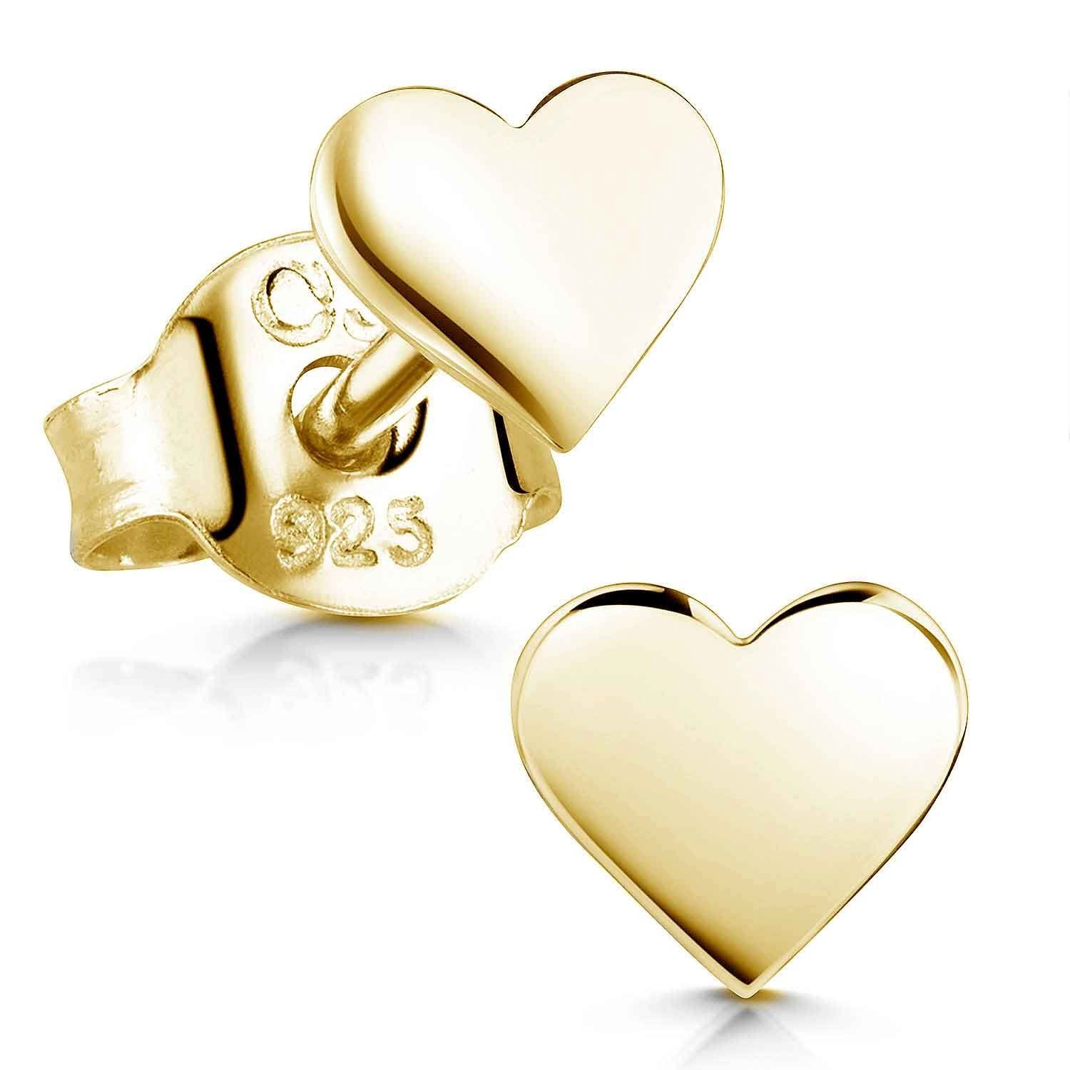 Materia Paar Ohrstecker Damen Kinder Gold Herzen Liebe klein SO-260, Sterlingsilber, vergoldet