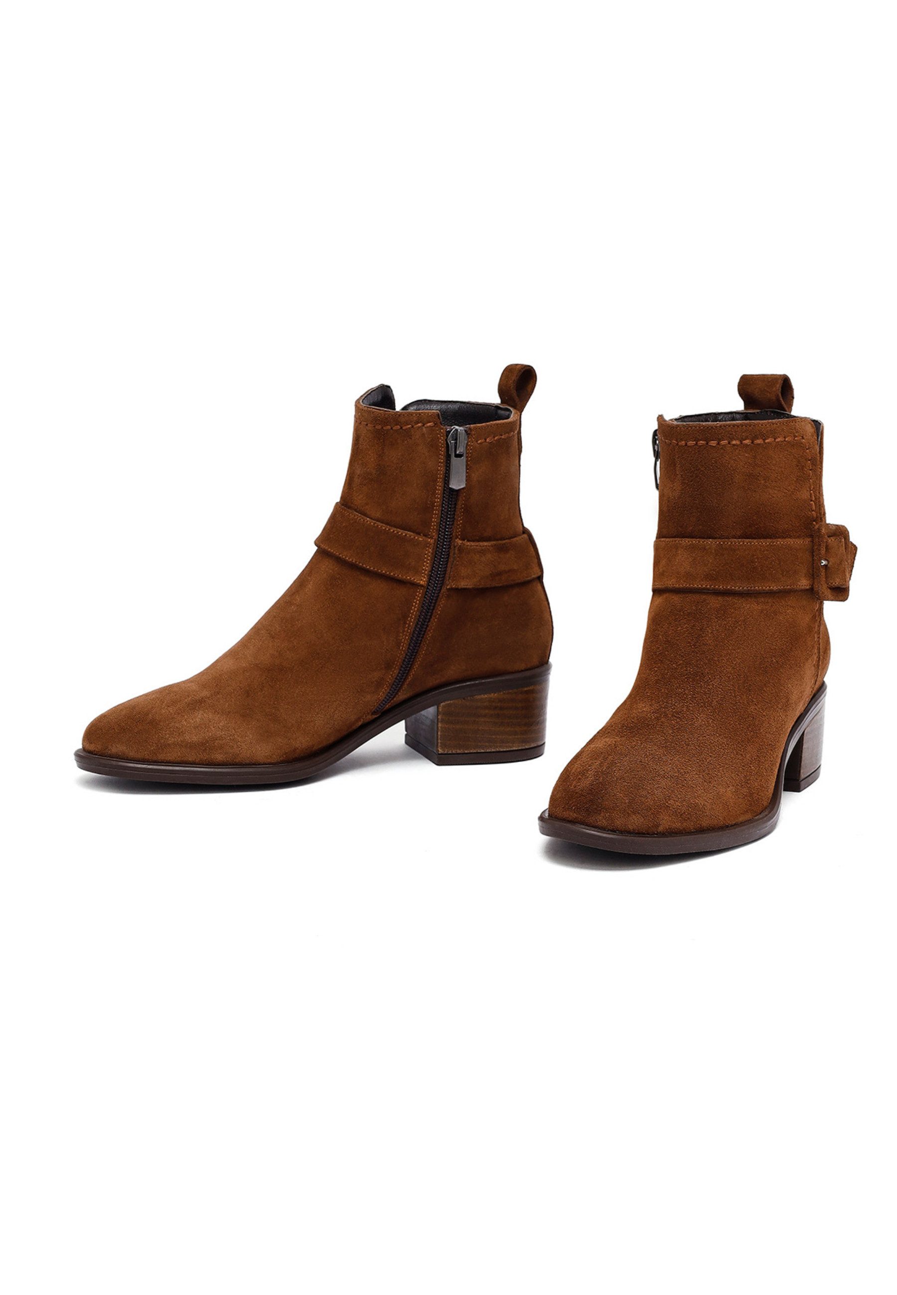 Derimod Absatz-Stiefeletten aus Veloursleder Chelseaboots Textilfutter, EVA Sohle, Absatz 4 cm