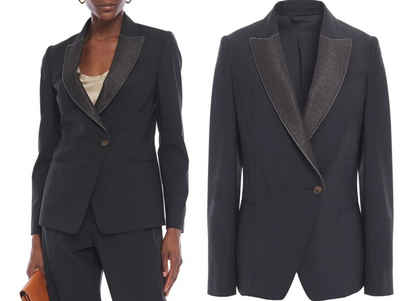 BRUNELLO CUCINELLI Jackenblazer BRUNELLO CUCINELLI Sparkle-lapel Embellished Bead Twill Suit Blazer Ja