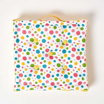 Homescapes Bodenkissen Sitzkissen Polka Dots Bunt 100% Baumwolle, 40 x 40 x 10 cm