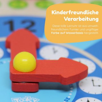 Tooky Toy Lernspielzeug Holz Jahresuhr Lernuhr - Kinderuhr ab 36 Monaten ca. 30 x 30 x 5 cm