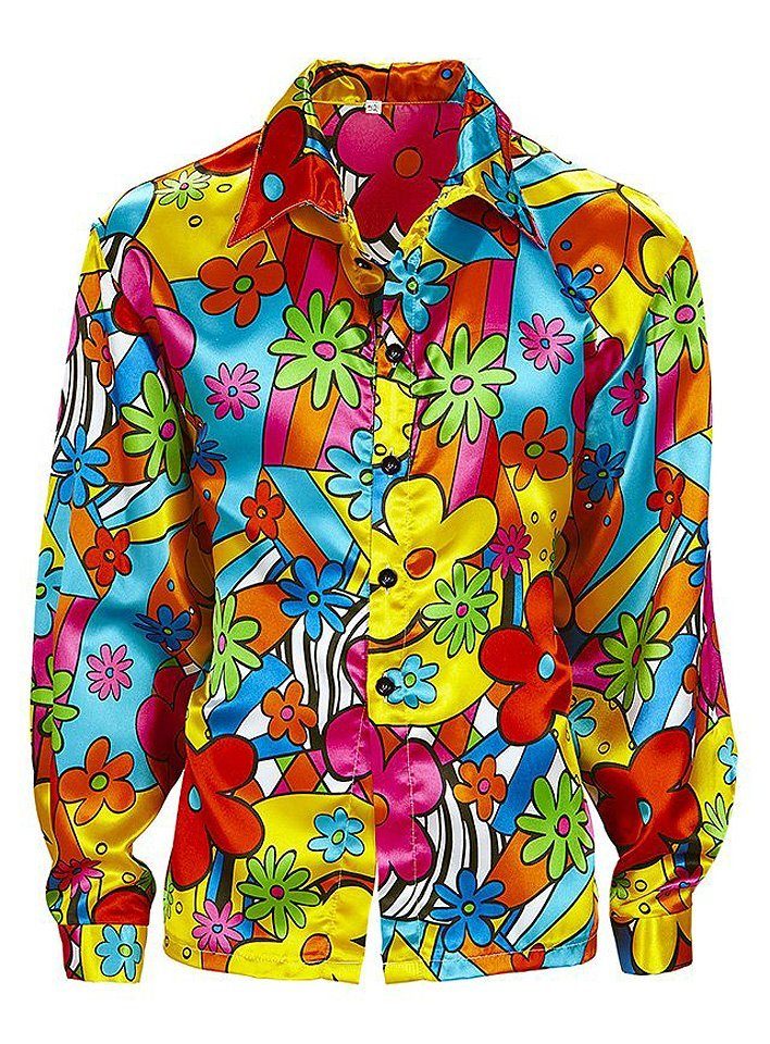 Widdmann Hippie-Kostüm 70er Hippie Flower Hemd Herren - Karneval Fasching, Mit diesem Hemd für Männer wird einem ganz blümerant zumute.