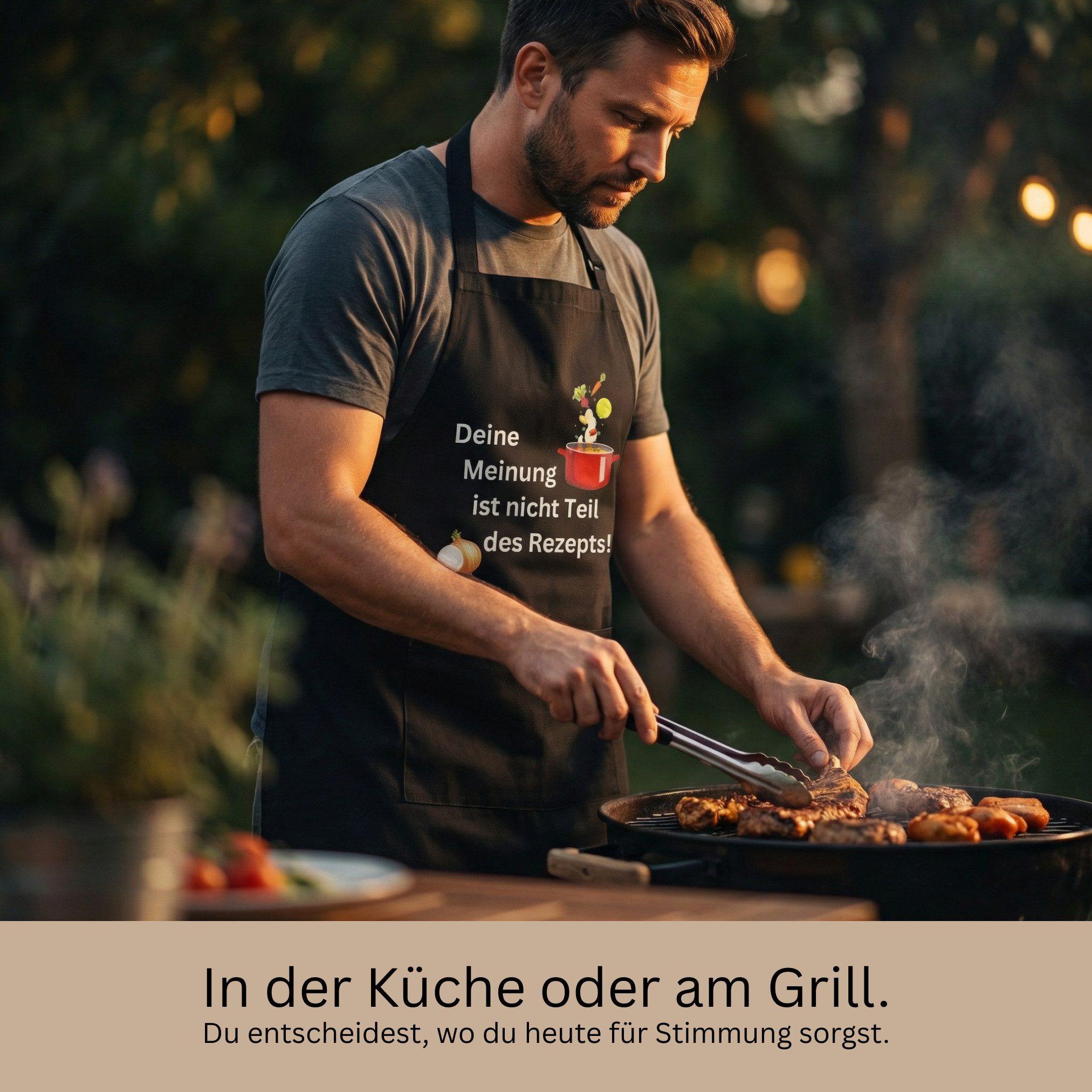 Curry Master Kochschürze Lustige Grillschürze mit Spruch - Geschenkidee, 100% Baumwolle, Doppelnähte, Einstellbare Größe, 2 Front-Taschen