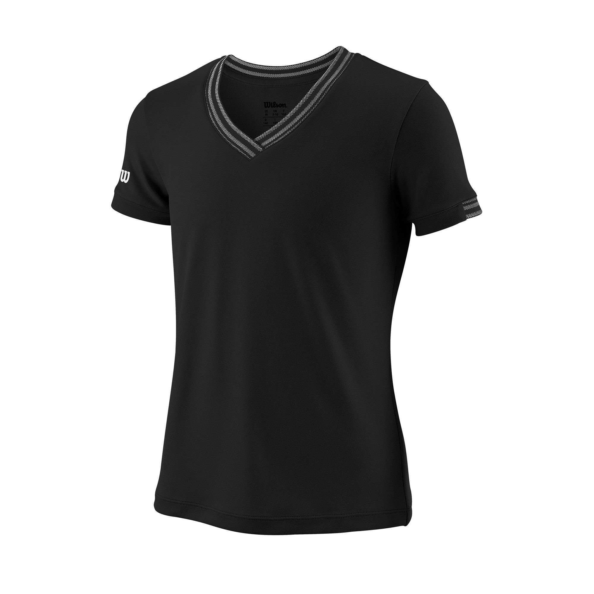Wilson Tennisshirt Team V-Neck schwarz Mädchen