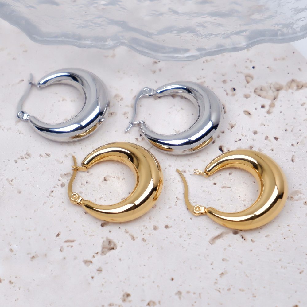 SHELAGO Paar Creolen Chunky Hoop Ohrringe, leichte Statement Creolen – Bild 4 von 4