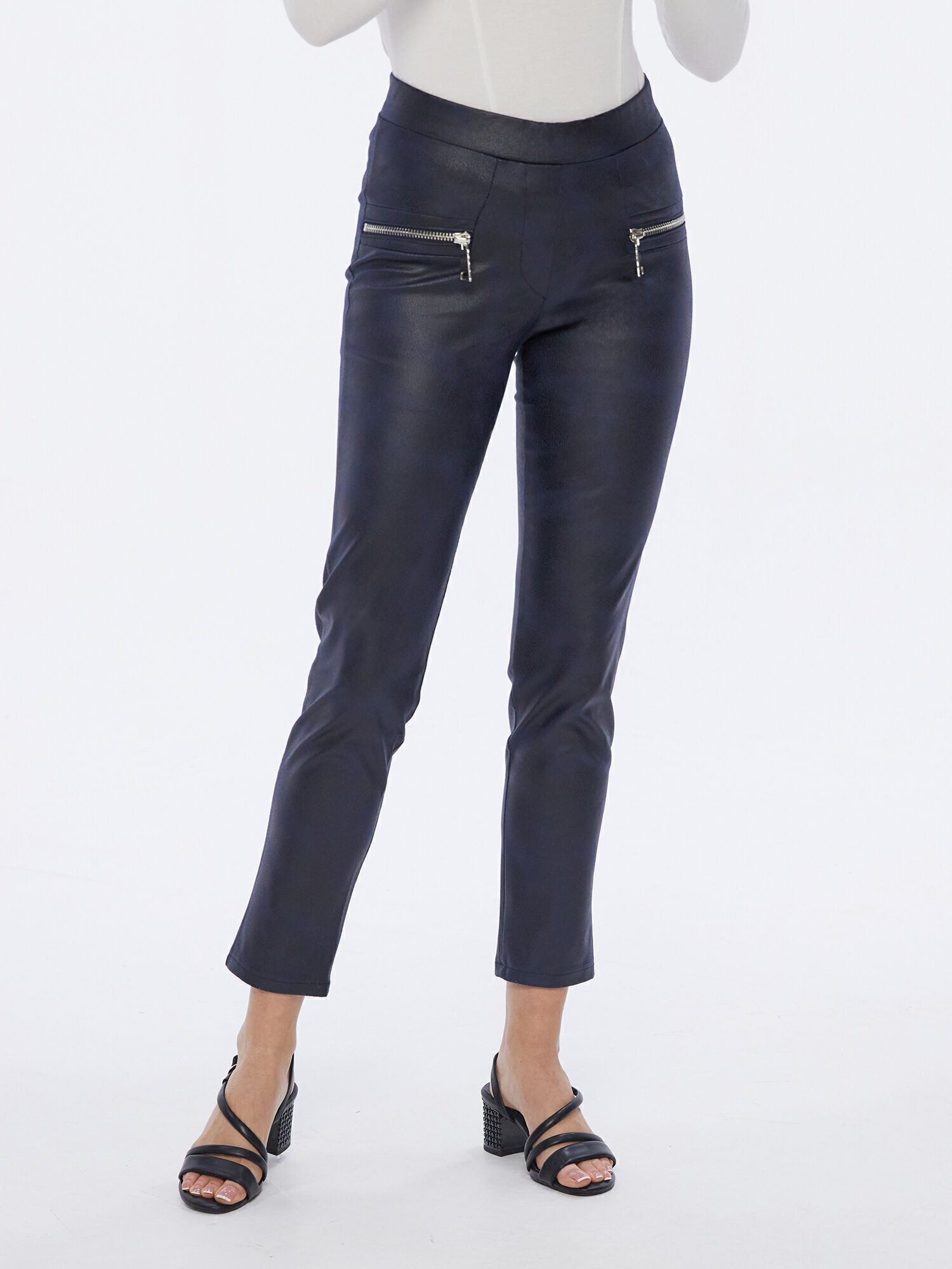 MONACO blue Lederimitathose Schlupfhose koerpernah in günstig online kaufen