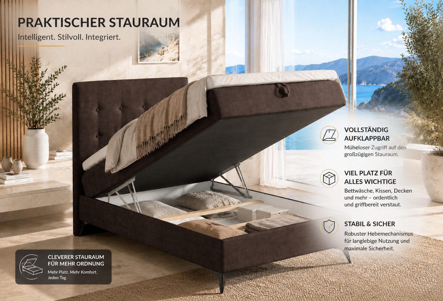 Best for Home Boxspringbett K15 Single SLIM mit Bettkasten & Bonellfederkern, Topper H3 (Boxspringbett Set, 1-St., 70x200 80x200 90x200 100x200 cm), mit oder ohne Topper, Flexible Liefermöglichkeiten, Handwerksqualität