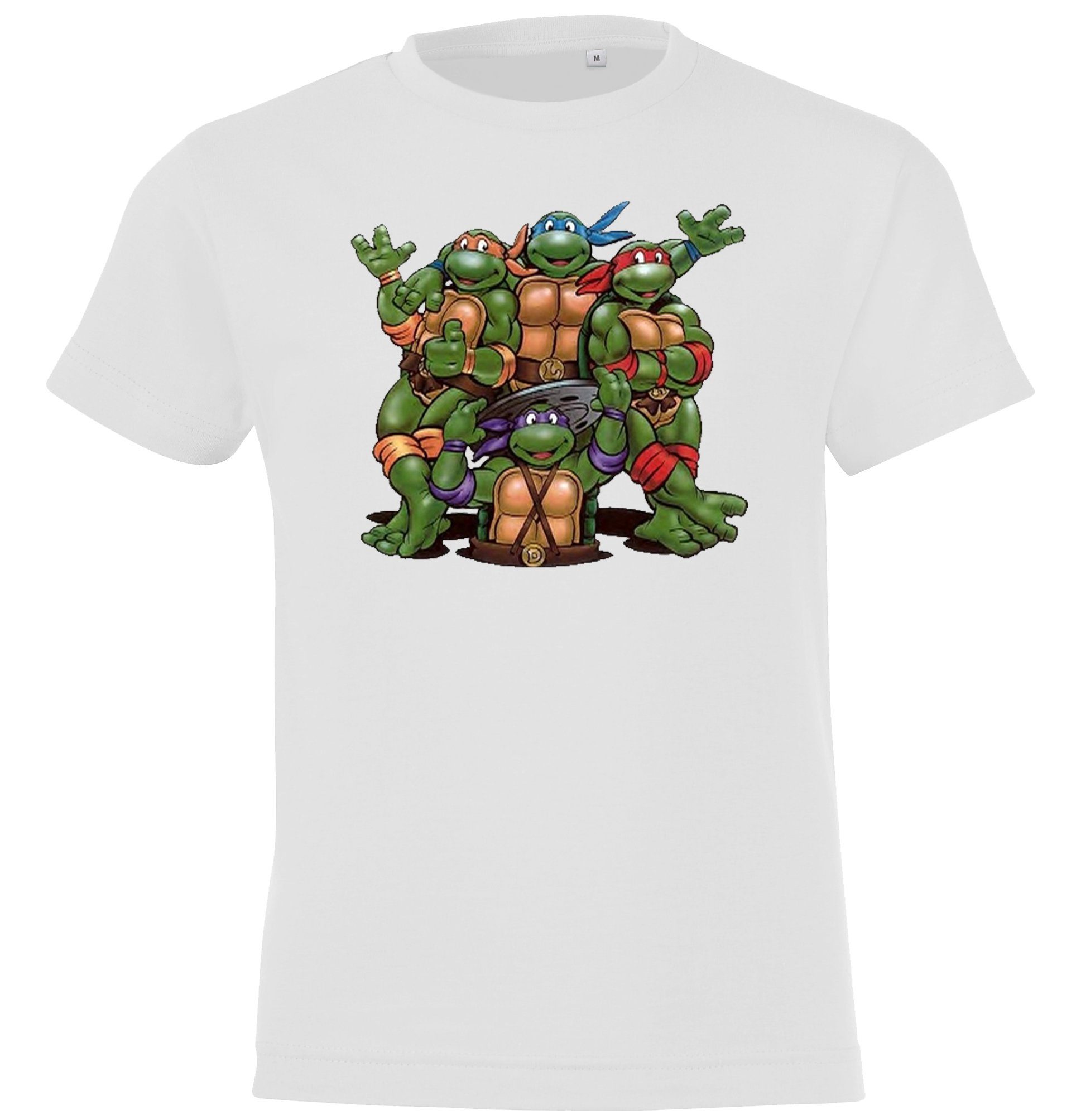 Designz Frontprint Youth Turtles mit Weiss Kinder T-Shirt T-Shirt trendigem