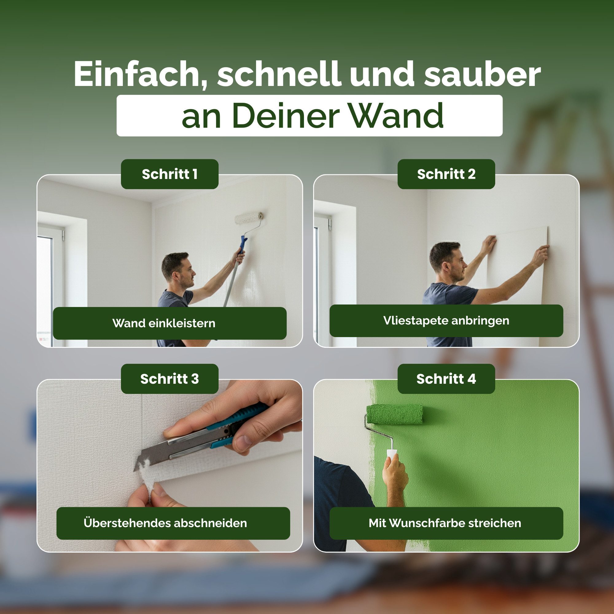 Veluxis Vliestapete Veluxis® Premium Vliestapete Creative, uni, Überstreichbar, atmungsaktiv & hochwertig - Wandtapete Made in Germany