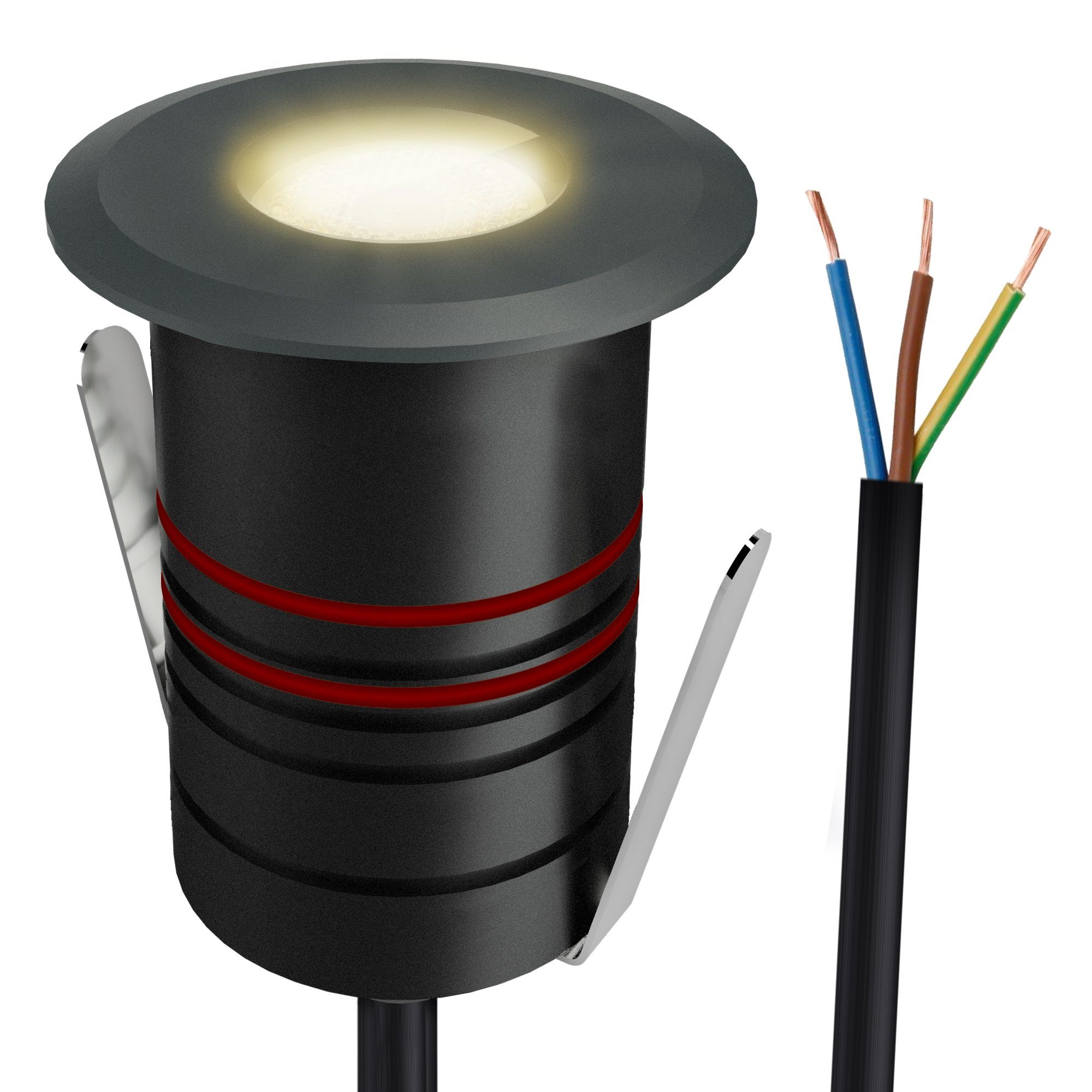 SSC-LUXon 230V JAVO anthrazit LED Warmweiß Mini Gartenstrahler Bodenstrahler LED warmweiß, IP67 für Außen