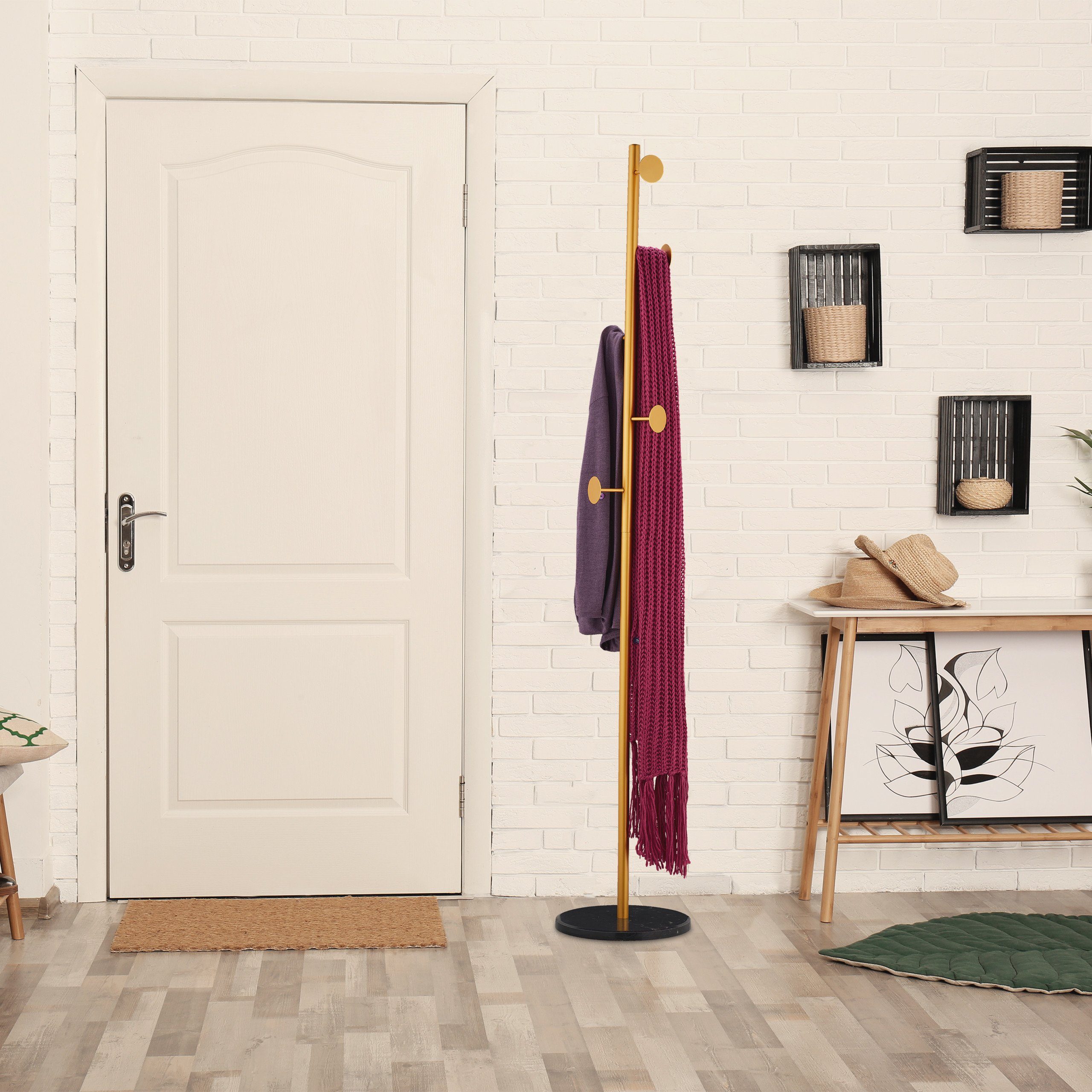 relaxdays Garderobenständer Marmor, schwarz