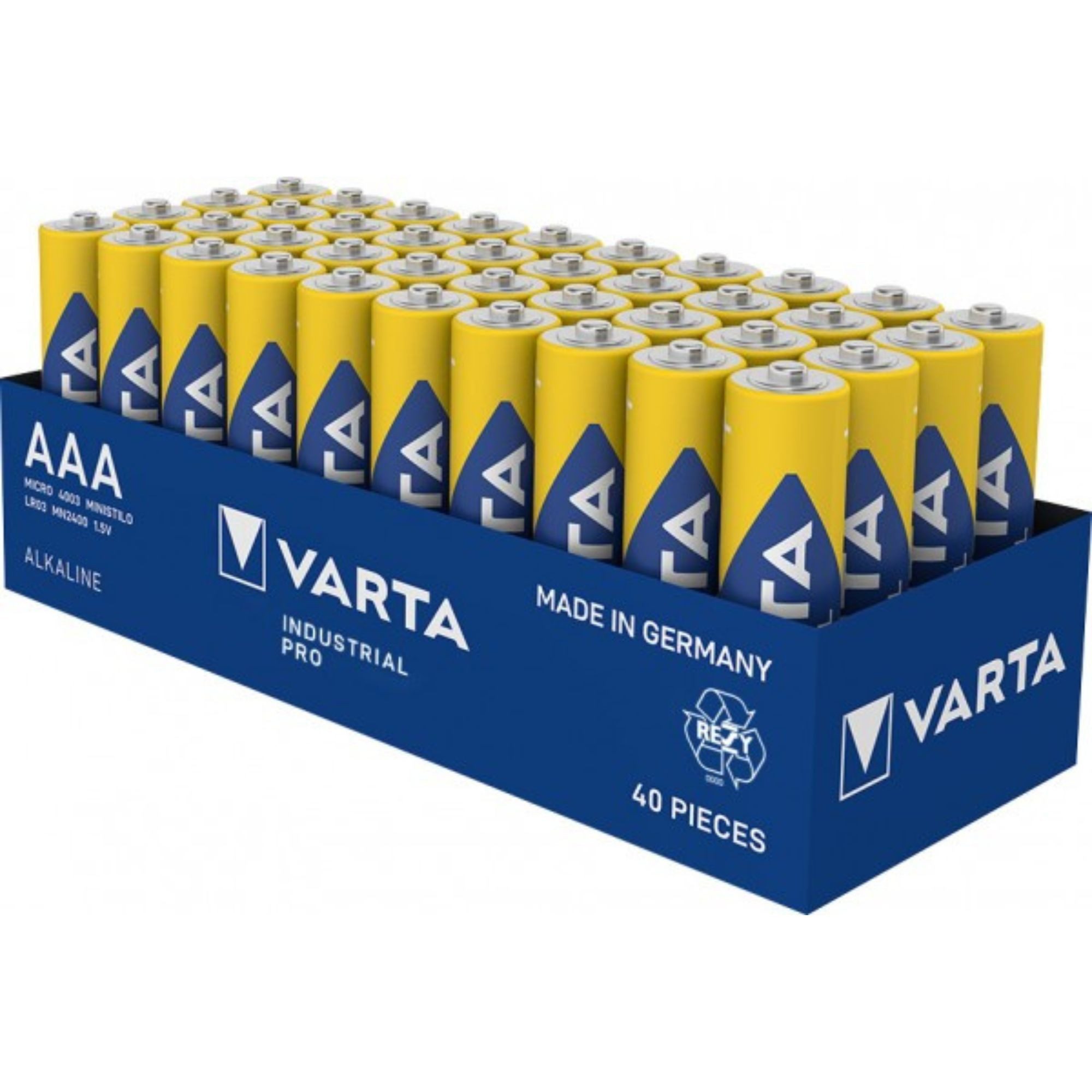 VARTA AAA Batterien LR03 Industrial Pro Micro 40 Stück Batterie, (1.5V V), Alkaline, lange Lagerfähigkeit, umweltfreundlich verpackt, Vorratspack