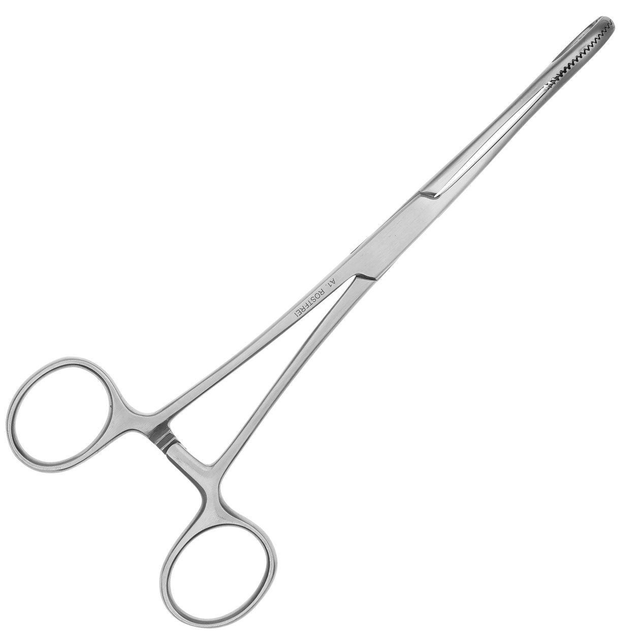 May Augenbrauenpiercing Zange nach - offenes Maul vorne - gerieft - rostfreier Edelstahl