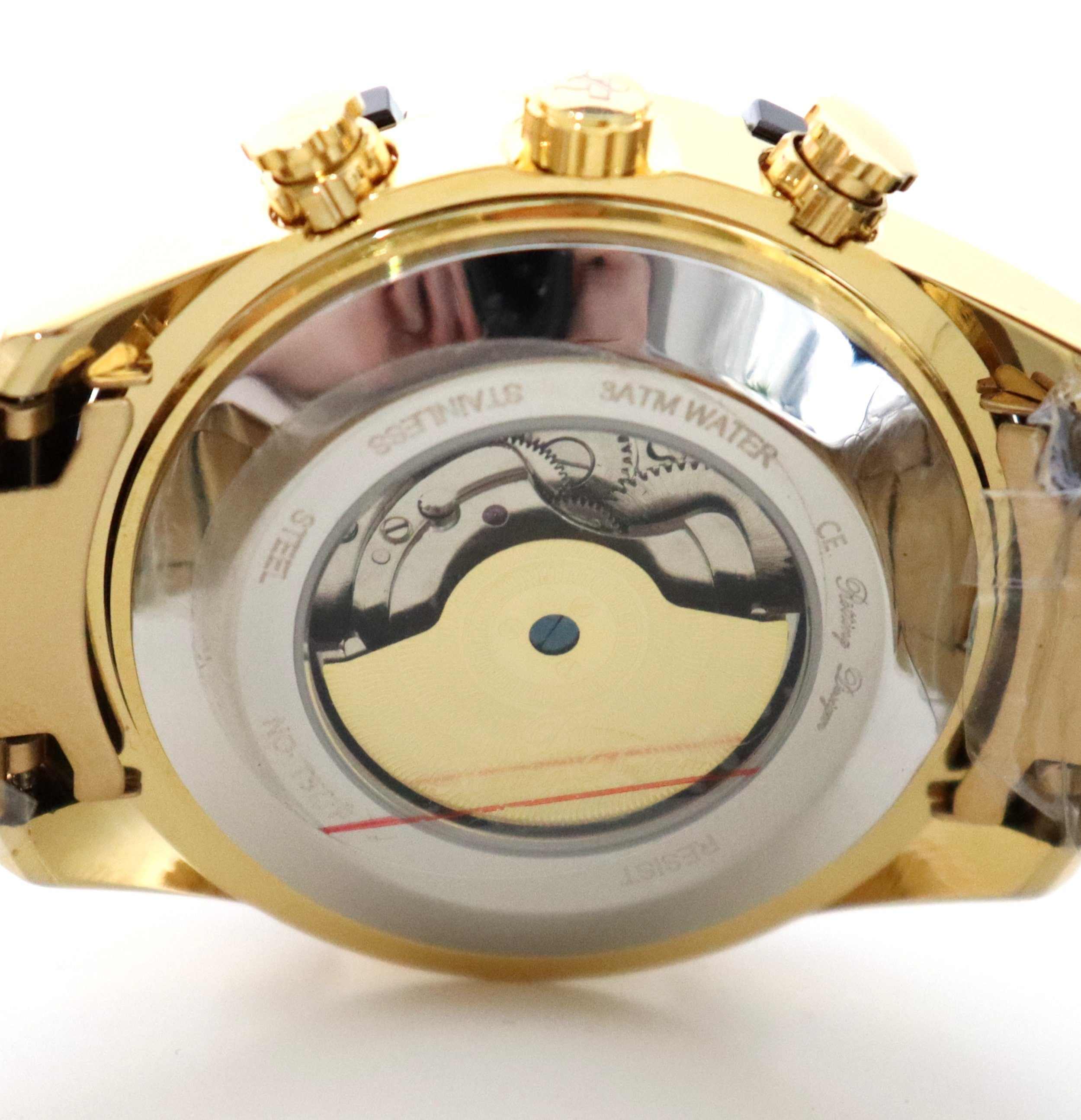 bis Design Armbandumfang Herrenuhr hochwertige 18 Datumsanzeige goldfarbenes Rötting wählbar Uhrenholzbox 24 Ziffernblatt Automatikuhr Automatikuhr cm