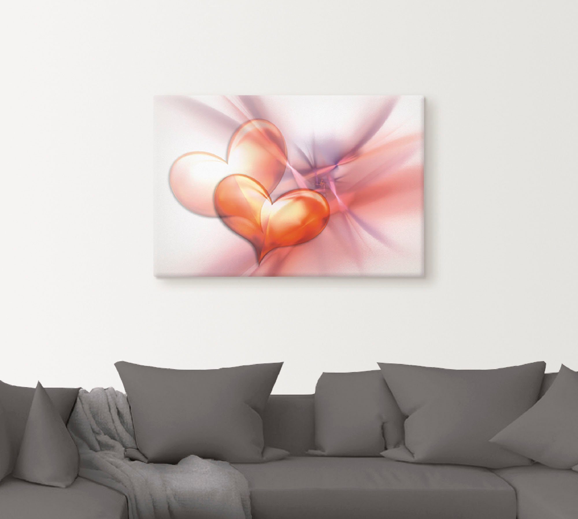 Artland Wandbild Das höchste Glück, Herzen (1 St), als Leinwandbild, Poster in verschied. Größen