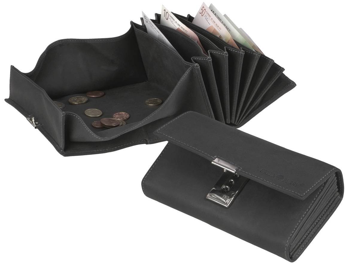 Greenburry Kellnerbörse Vintage Black (1-teilig), Geldbörse, Leder, Gastronomie
