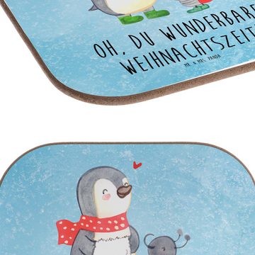 Mr. & Mrs. Panda Getränkeuntersetzer Smörle Winterzeit - Eisblau - Geschenk, Weihnachtszeit, Advent, Heili, 1-tlg., Handgezeichnete Motive