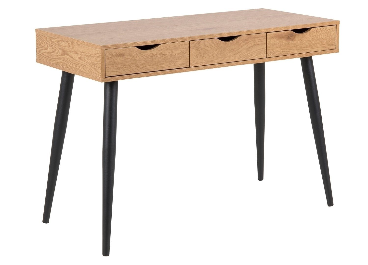 Schreibtisch NEPTUN, B 110 x T 50 cm, Wildeiche Dekor, Schwarz, mit 3 Schubladen