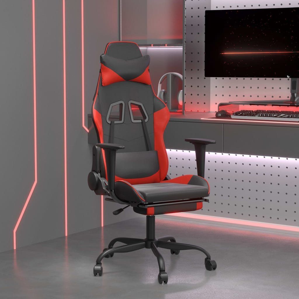 furnicato Gaming-Stuhl mit Massage & Fußstütze Schwarz & Rot Kunstleder (1 St)