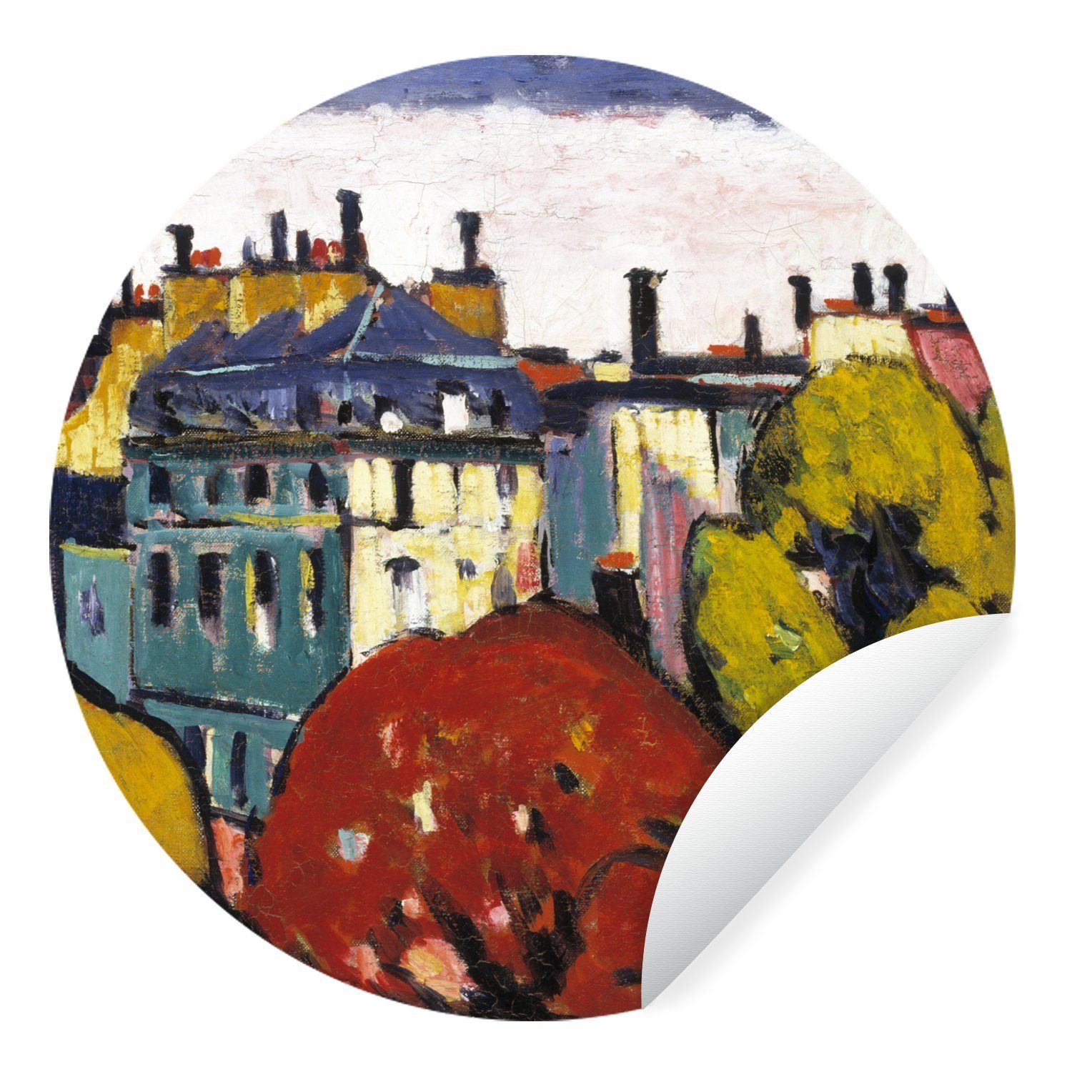 MuchoWow Wandsticker Landschaft, Paris - Henry Lyman Saÿen (1 St), Tapetenkreis für Kinderzimmer, Tapetenaufkleber, Rund, Wohnzimmer