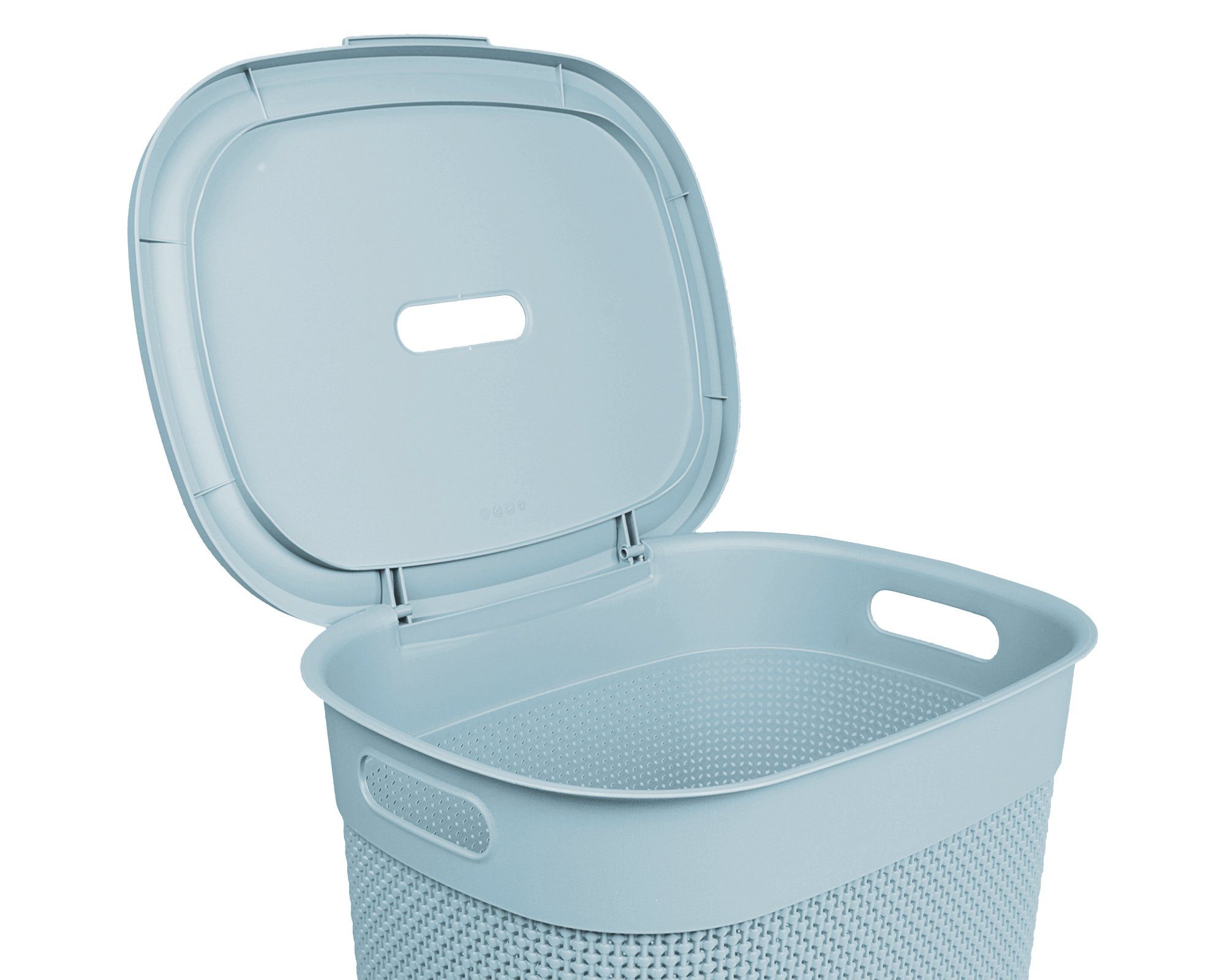 edle Design, ONDIS24 aus gut Kunststoff belüftet, Wäschebox italienisches 55 Filo neues Verarbeitung Wäschekorb Blau Liter,