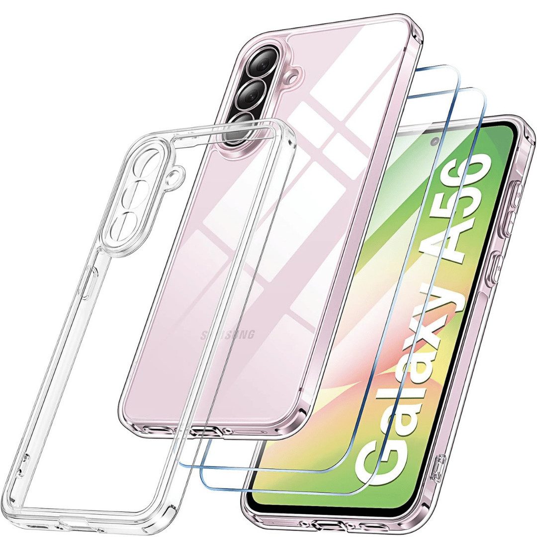 SmartUP Smartphone-Hülle + 2X Schutzglas für Samsung Galaxy A56 5G Panzerfolie Display Case 9H 6,7 Zoll, kompletter Rundumschutz