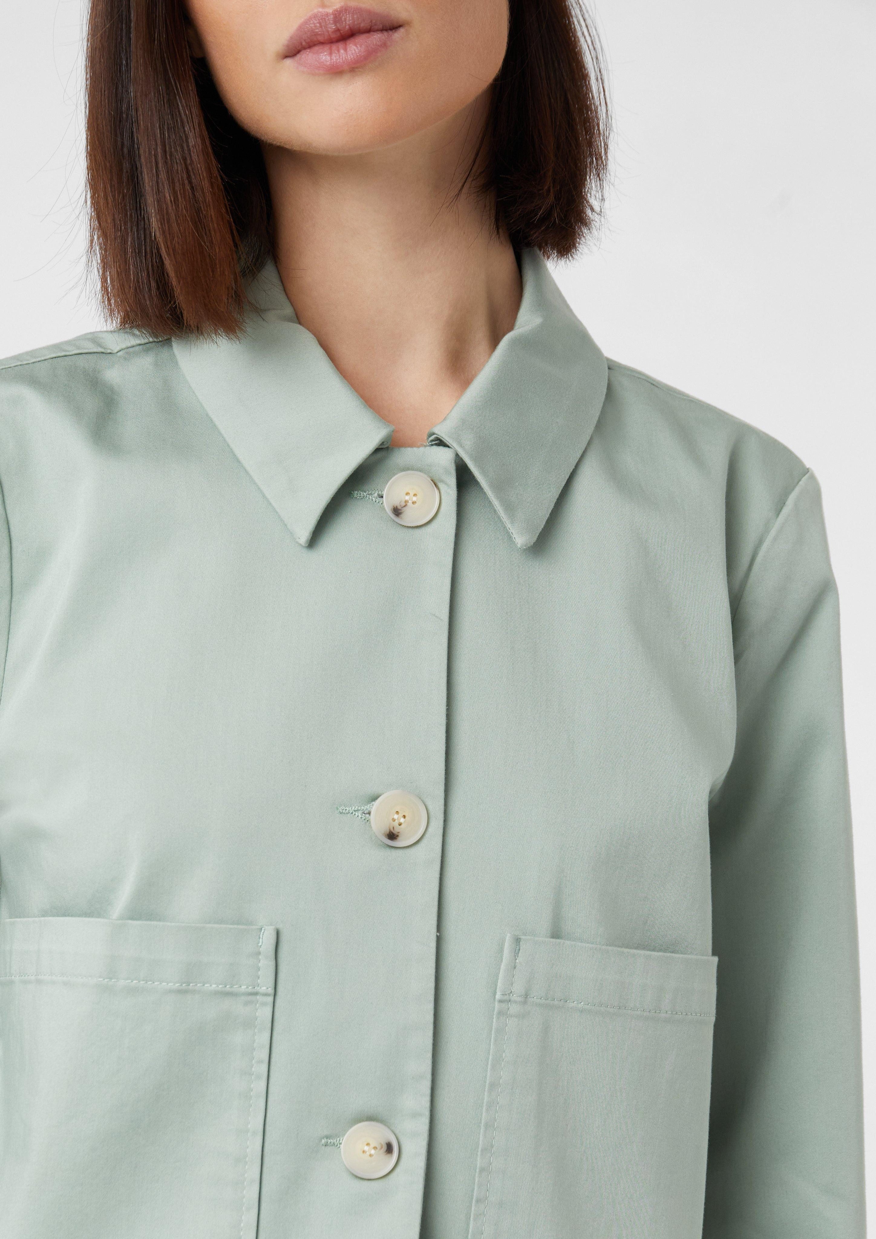 comma Blusenblazer Baumwollsatin-Jacke im Boxy Fit günstig online kaufen