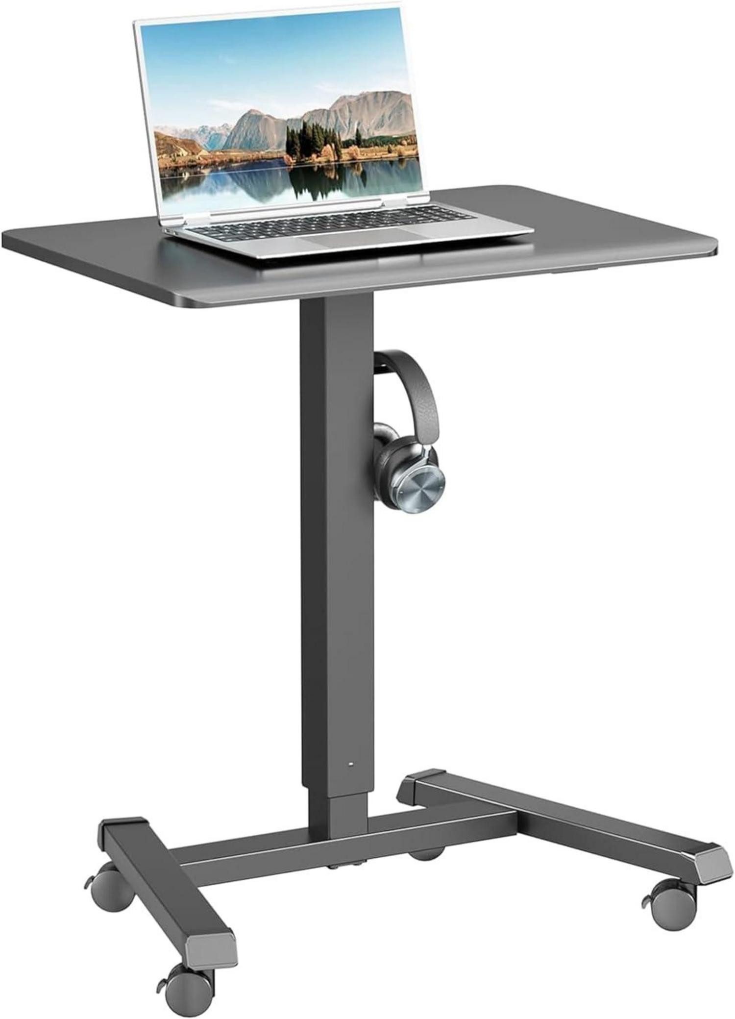 Stehpult Höhenverstellbarer Stehpult mit 4 Rollen 65×45cm Laptoptisch Schwarz