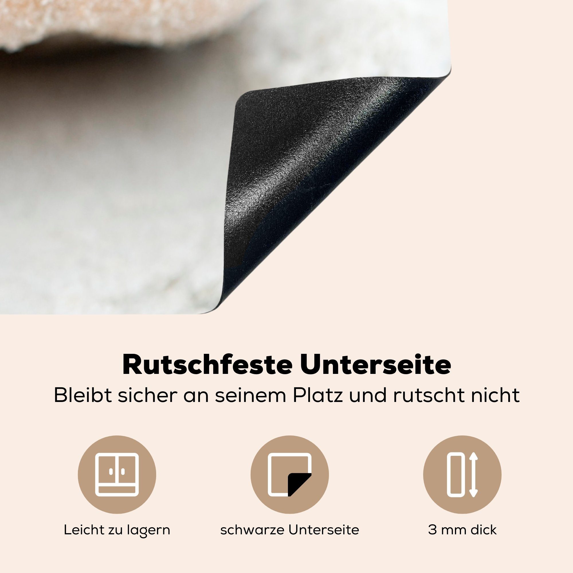 Die Schutz Ceranfeldabdeckung Sand, tlg), (1 cm, Herdblende-/Abdeckplatte im Füße für MuchoWow küche, die 81x52 Vinyl, Induktionskochfeld