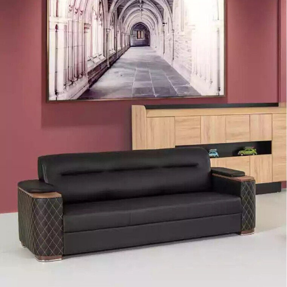 JVmoebel Sofa Büromöbel Dreisitzer Couch Europe Made Arbeitszimmer, Polstersofa Luxus Schwarze In