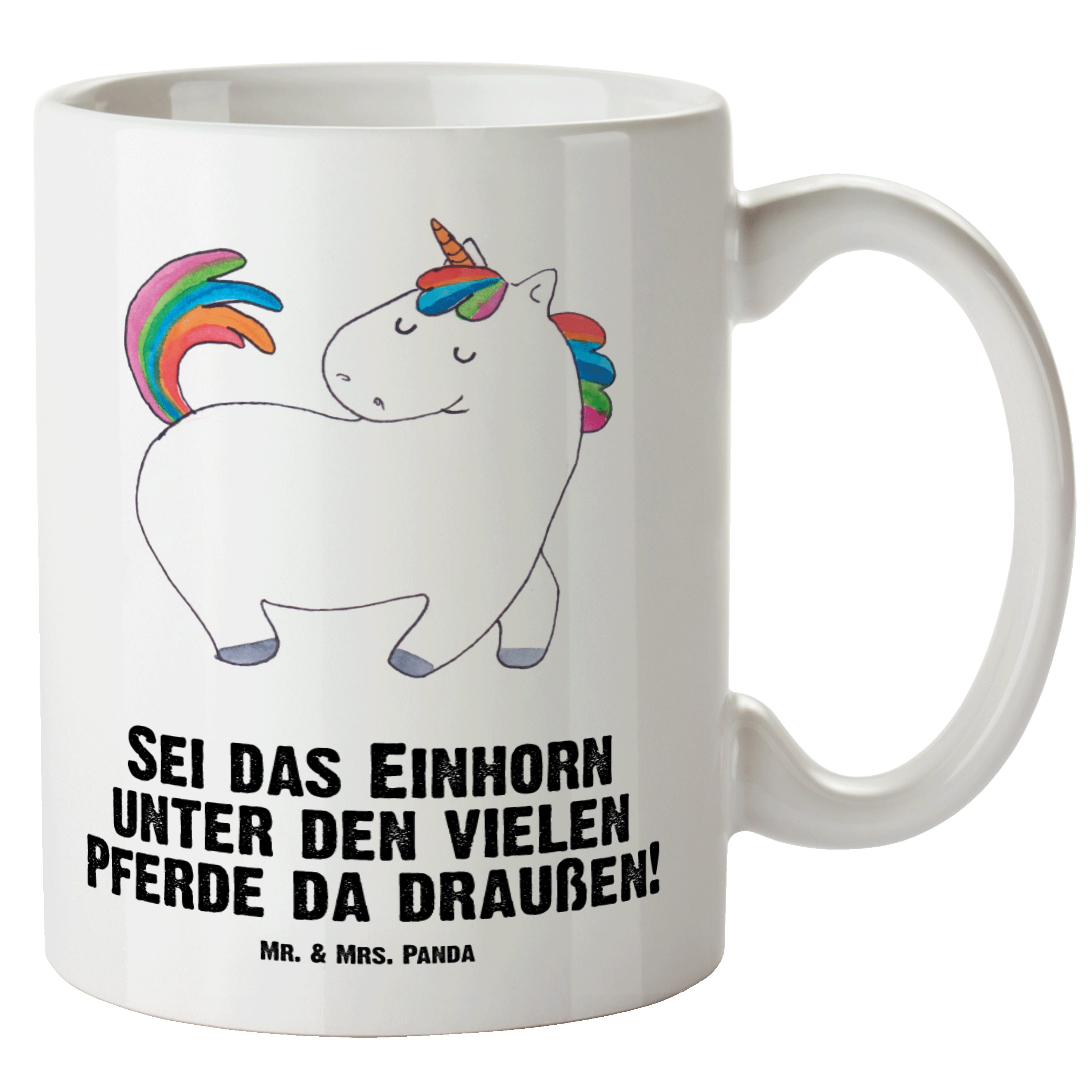 Mrs. Unicorn, Panda Einhorn - Einhorn Tasse P, & Groß, Tasse Keramik stolzierend Weiß XL Deko, Mr. - Geschenk,