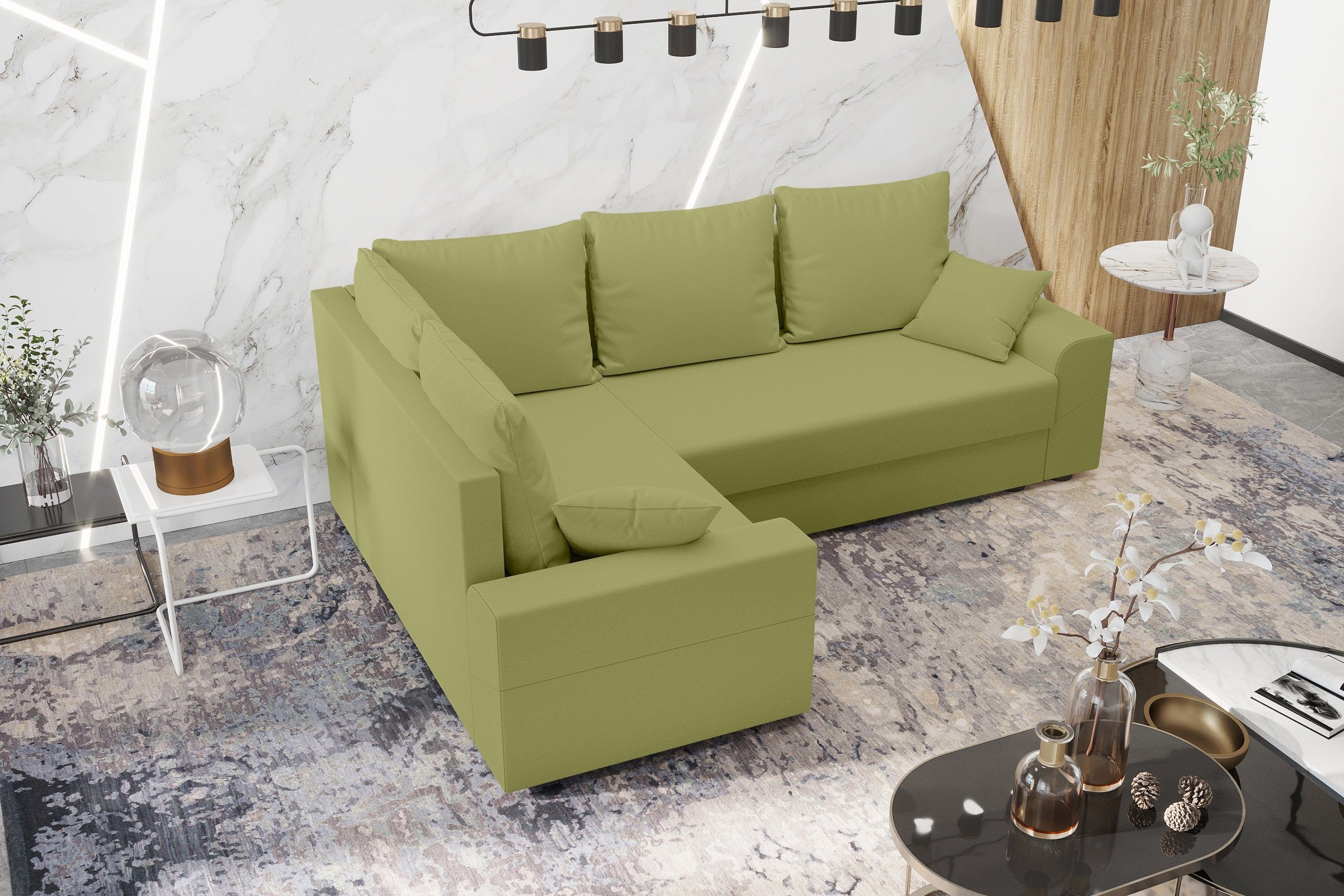 Bettfunktion, mit Sofa, Bettkasten, Eckcouch, Sitzkomfort, Modern L-Form, Ecksofa mit Design Montero, Stylefy