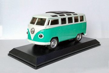 Modellbus RETRO BUS in Vitrine Modell mit Licht Sound Friktionsantrieb 15cm Modellbus Modellauto Auto Kinder Geschenk 28 (Grün)