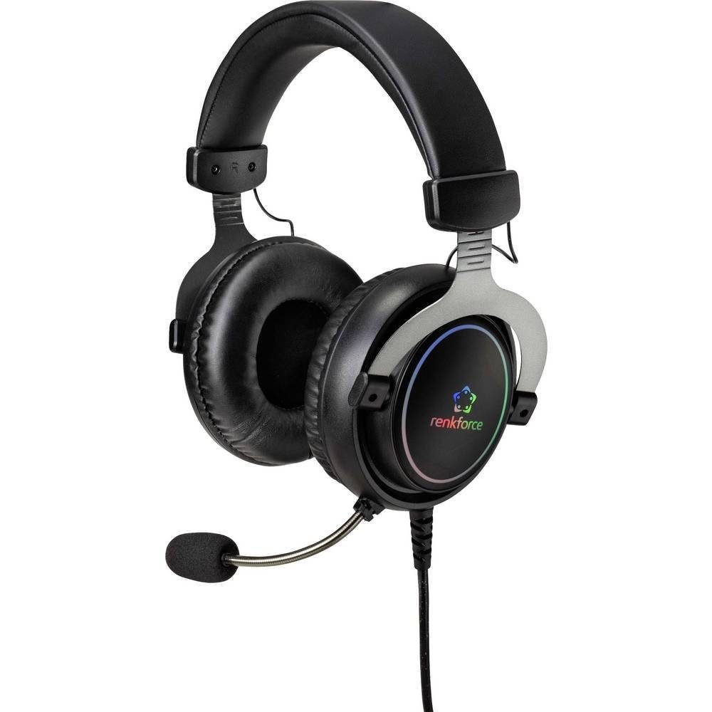 Renkforce Gaming Headset USB schnurgebunden 7.1 Surround Kopfhörer (Mikrofon-Stummschaltung, Lautstärkeregelung) | Kopfhörer