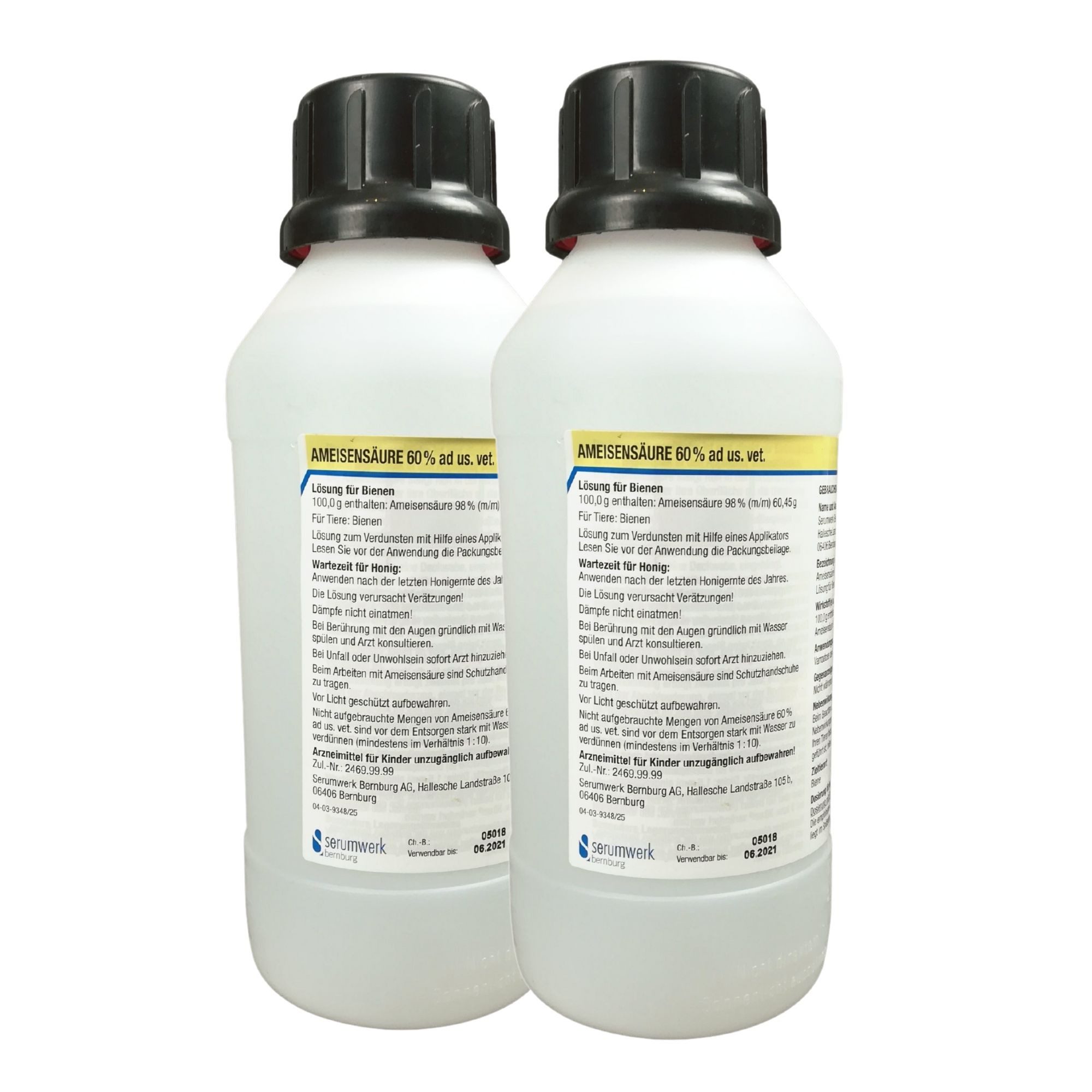 Serumwerk Bernburg AG 2 Liter Ameisensäure 60% ad us. vet. Varroabehandlung Insektenentferner (2-St. 2er Set Serumwerk Bernburg Imker)