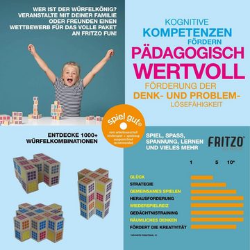 FRITZO Spiel, FRITZO CUBE Gesellschaftsspiel für Erwachsene & Kinder aus Holz, Made in Europe