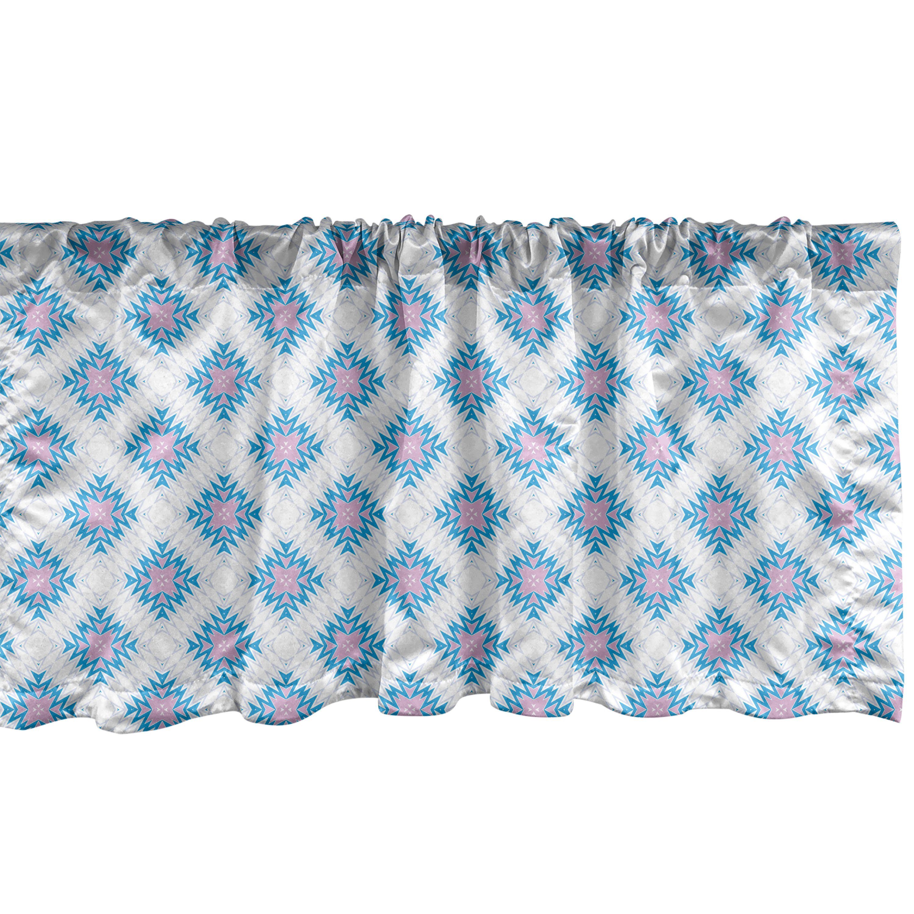 Scheibengardine Vorhang Volant für Küche Schlafzimmer Dekor mit Stangentasche, Abakuhaus, Microfaser, Abstrakt Formen Zigzags