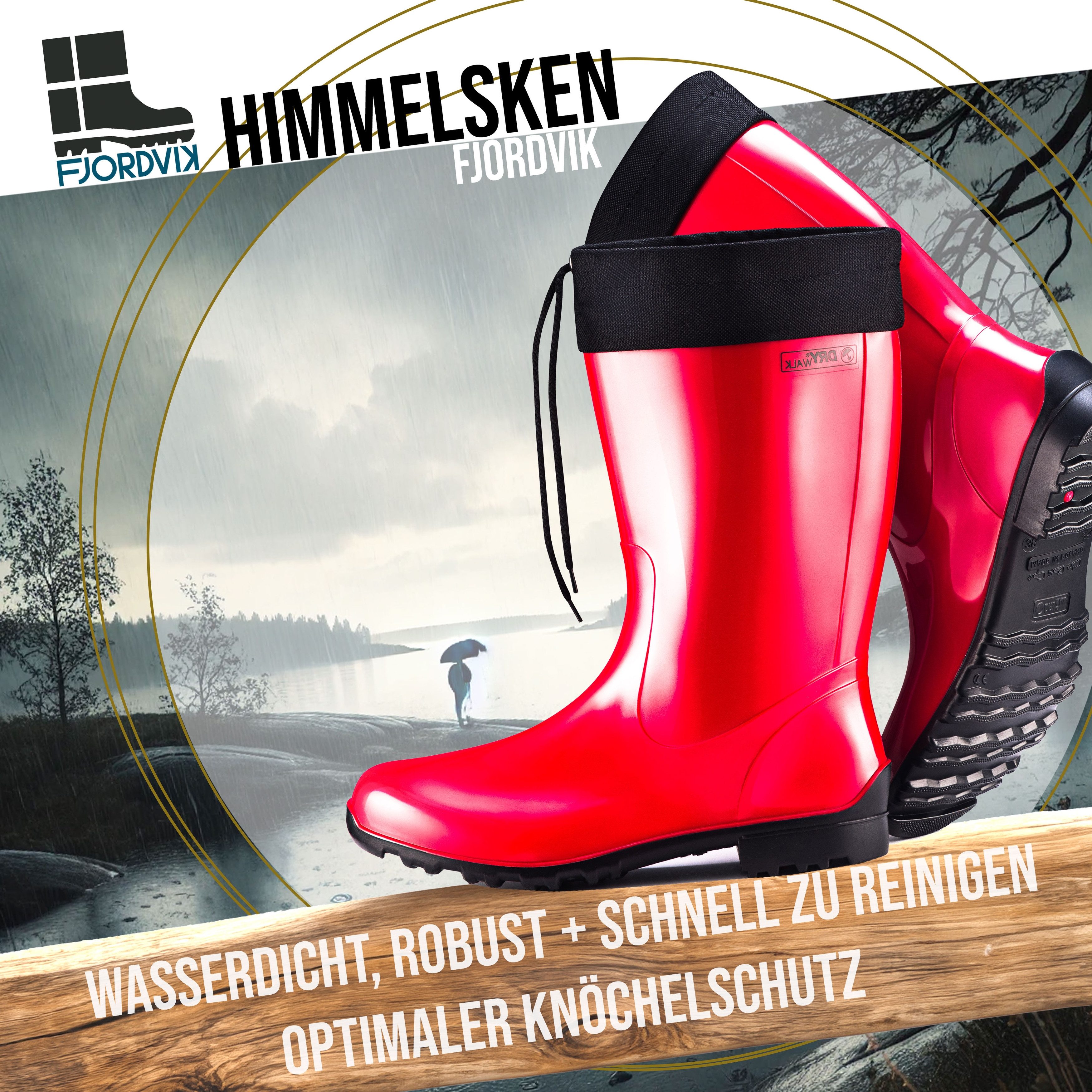 Fjordvik Himmelsken Regenstiefel SCF-Glanzdesign 40 Rot Gummistiefel Perfekt für die Stadt Spaziergänge Gassigehen – Bild 5 von 5