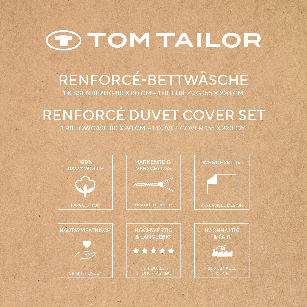 TOM TAILOR HOME Bettwäsche BOLD STRIPES in Gr. 135x200cm, 155x220cm oder 200x220cm, Renforcé, 2 teilig, new bedroom, mit farbigem Markenreißverschluss – Bild 5 von 5
